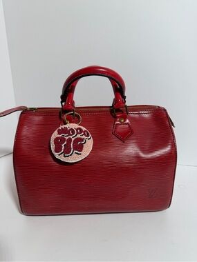Red Louis Vuitton Leather Speedy 25